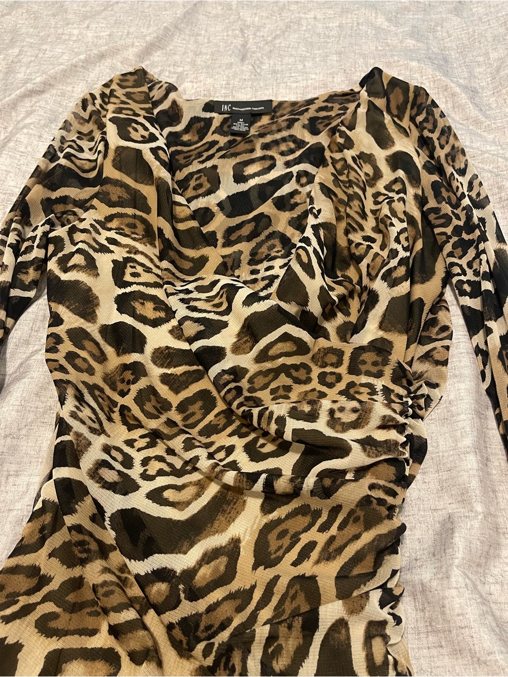INC Animal Print Ruched Top – Size M - Picture 2 of 3